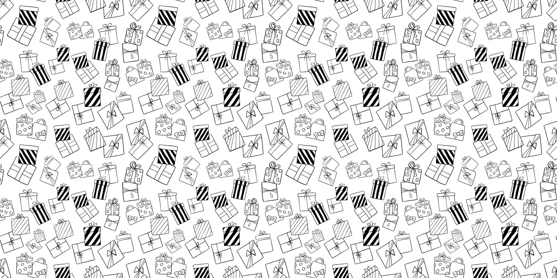 InkBird Print Studio vinyl wrapping paper with black and white hand-drawn gift boxes and bows, unique for stylish custom gift wrap.